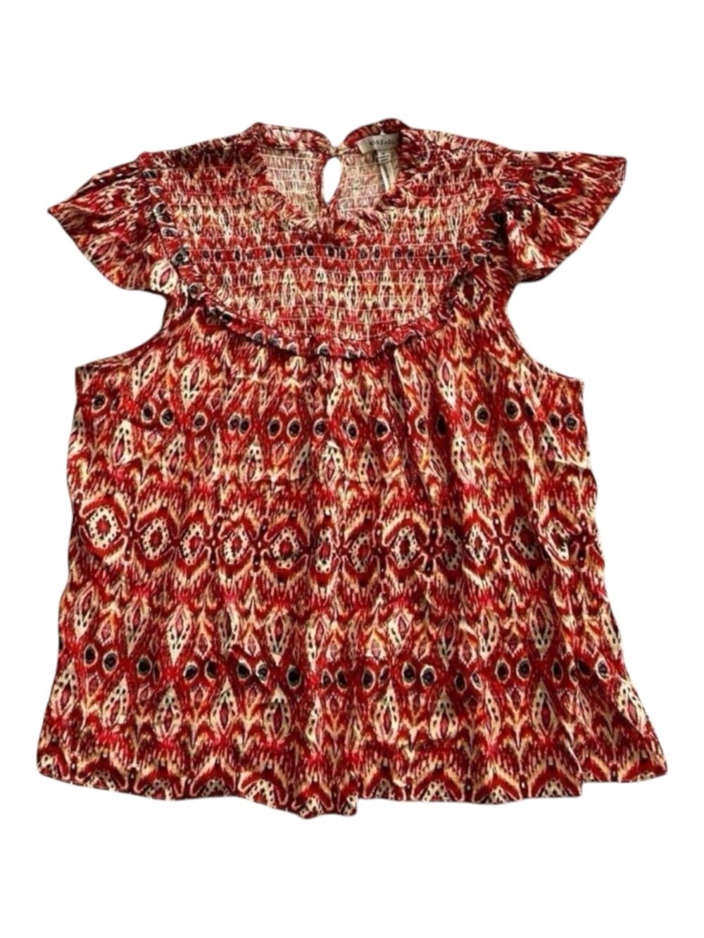 Rose + Olive Boho Smocked Flutter Sleeve Blouse NWT XL